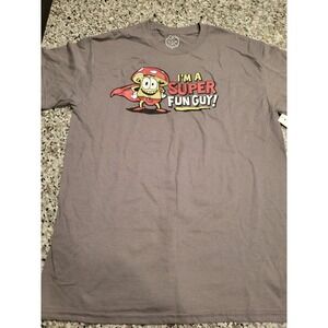 DXM Mens T Shirt Super Fun Guy Mushroom Graphic‎ Print Gray Size Medium Cotton